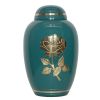 Rose Teal Brass Metal Cremation Urn