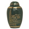 Mountain Scene Brass Metal Cremation Urn