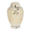 Gold Floral Brass Metal Cremation Urn