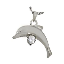 cremation jewelry 14k dolphin necklace stone gold