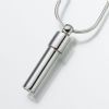 Double Chamber Cylinder 14K White Gold Cremation Jewelry Necklace