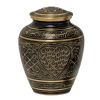 Etched Ebony Brass Metal Cremation Urn