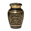Etched Ebony Brass Metal Token Cremation Urn