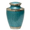 Mother of Pearl Aqua Brass Metal Cremation Urn