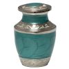 Mother of Pearl Aqua Brass Metal Cremation Token Urn